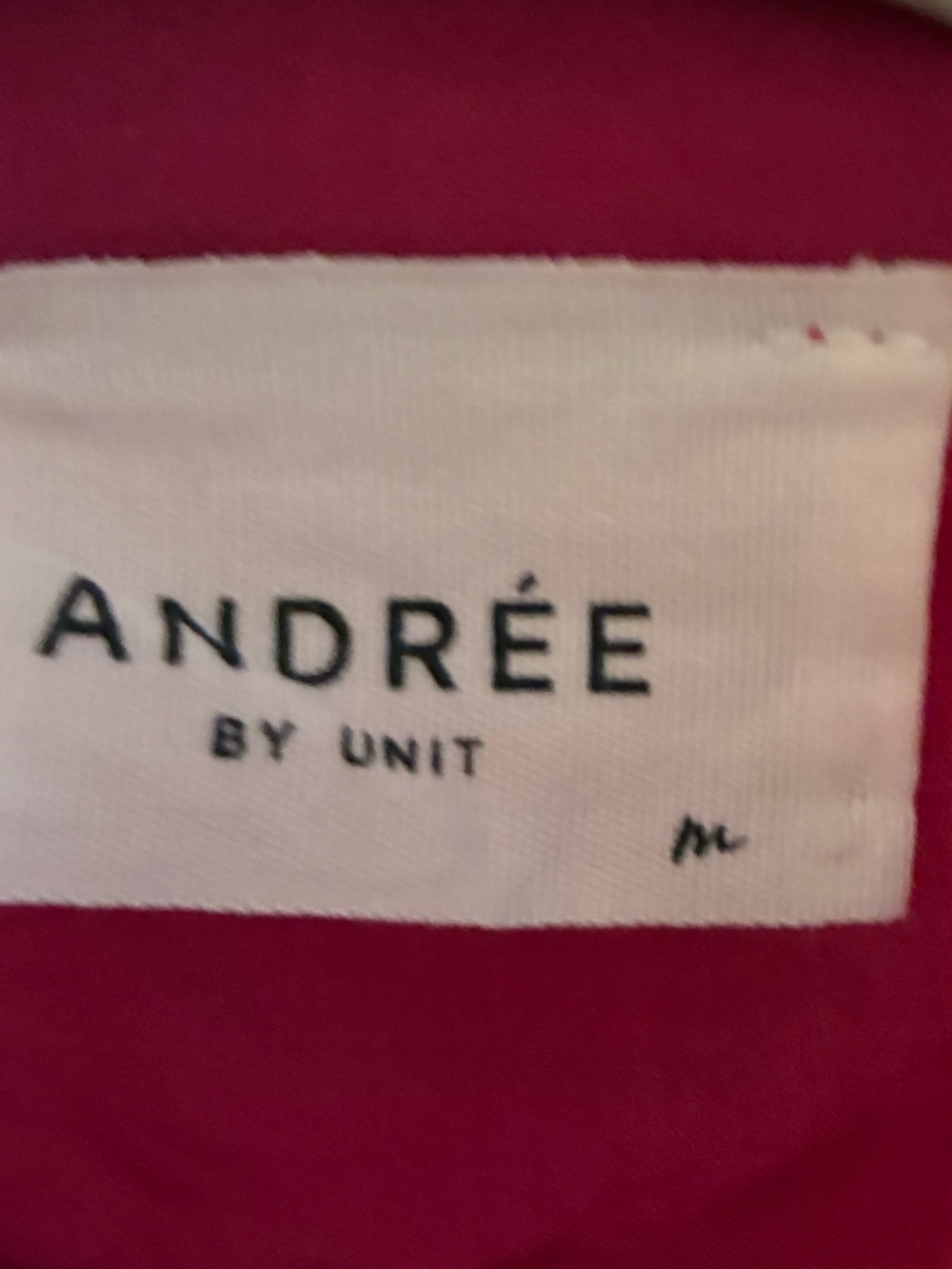 ANDREE BY UNIT Pink Button-Down Shirred Shoulder Long Sleeve Blouse Medium - Picture 5 of 6